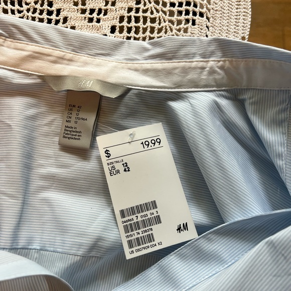 H&M Button Up Light Blue and White Striped Shirt - Picture 3 of 4